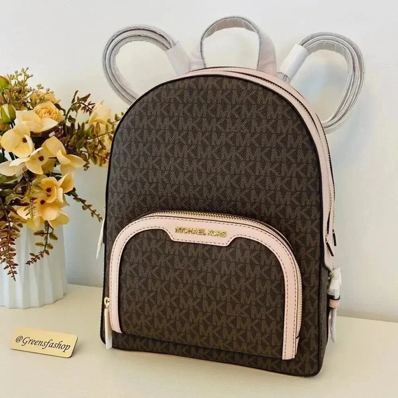 NWT Michael Kors Jaycee Medium Zip Pocket Backpack powder blush - Picture 2 of 10